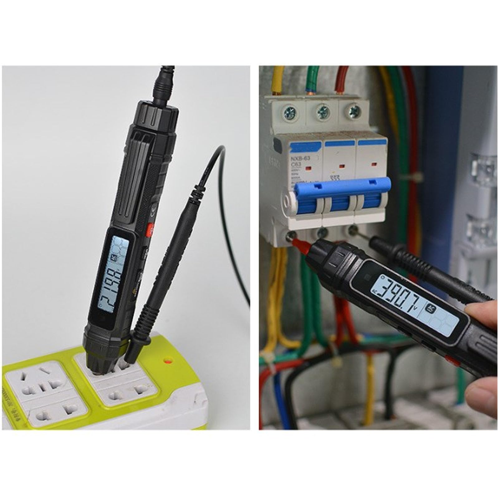 Eujgoov Elektryczny długopis testowy z oświetleniem LED, cyfrowy tester światła z woltomierzem 4000 zliczeń Tester obwodu rezystancji napięcia AC-DC