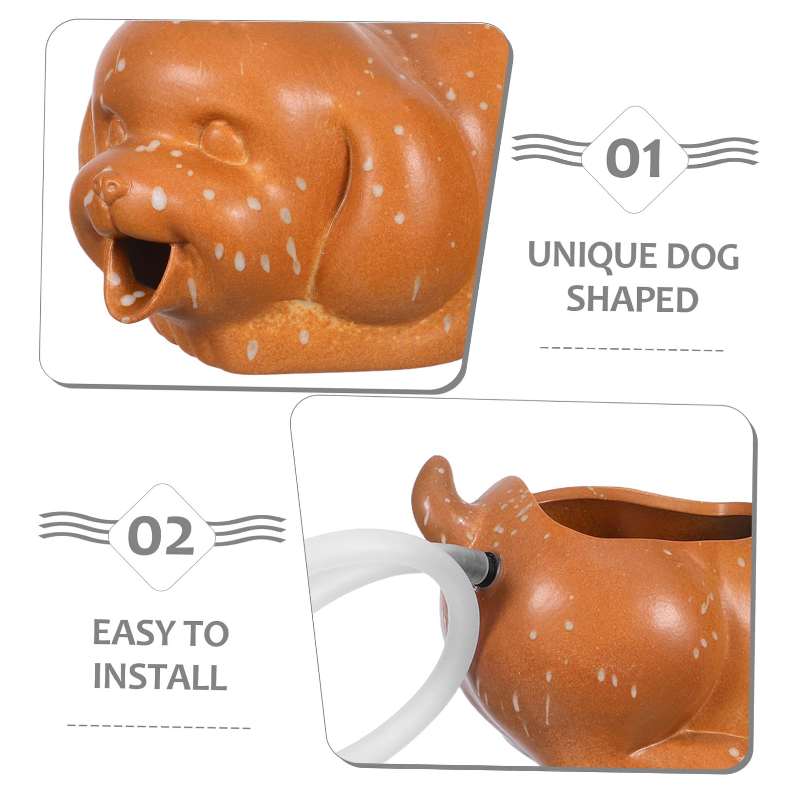 Fontana da Tavolo in Ceramica per Acquario con Statua Cane e d Acqua Decorazione per e Giardino Accessorio Interattivo per Stimolare Attività dei Pesci