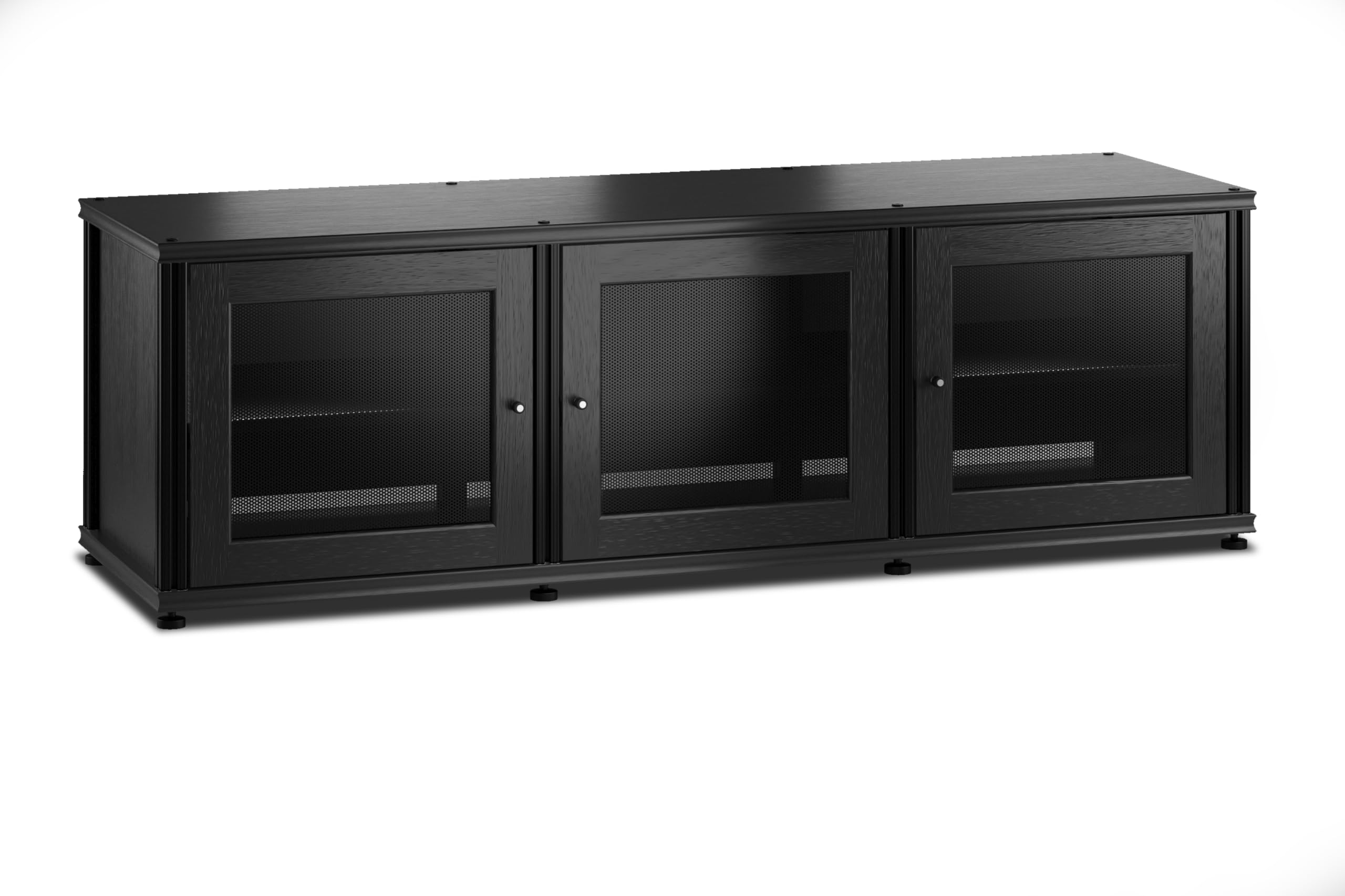 Salamander Designs Synergy 237 Audio Video Component Cabinet with Wood Frame Doors, Black Oak with Black Posts