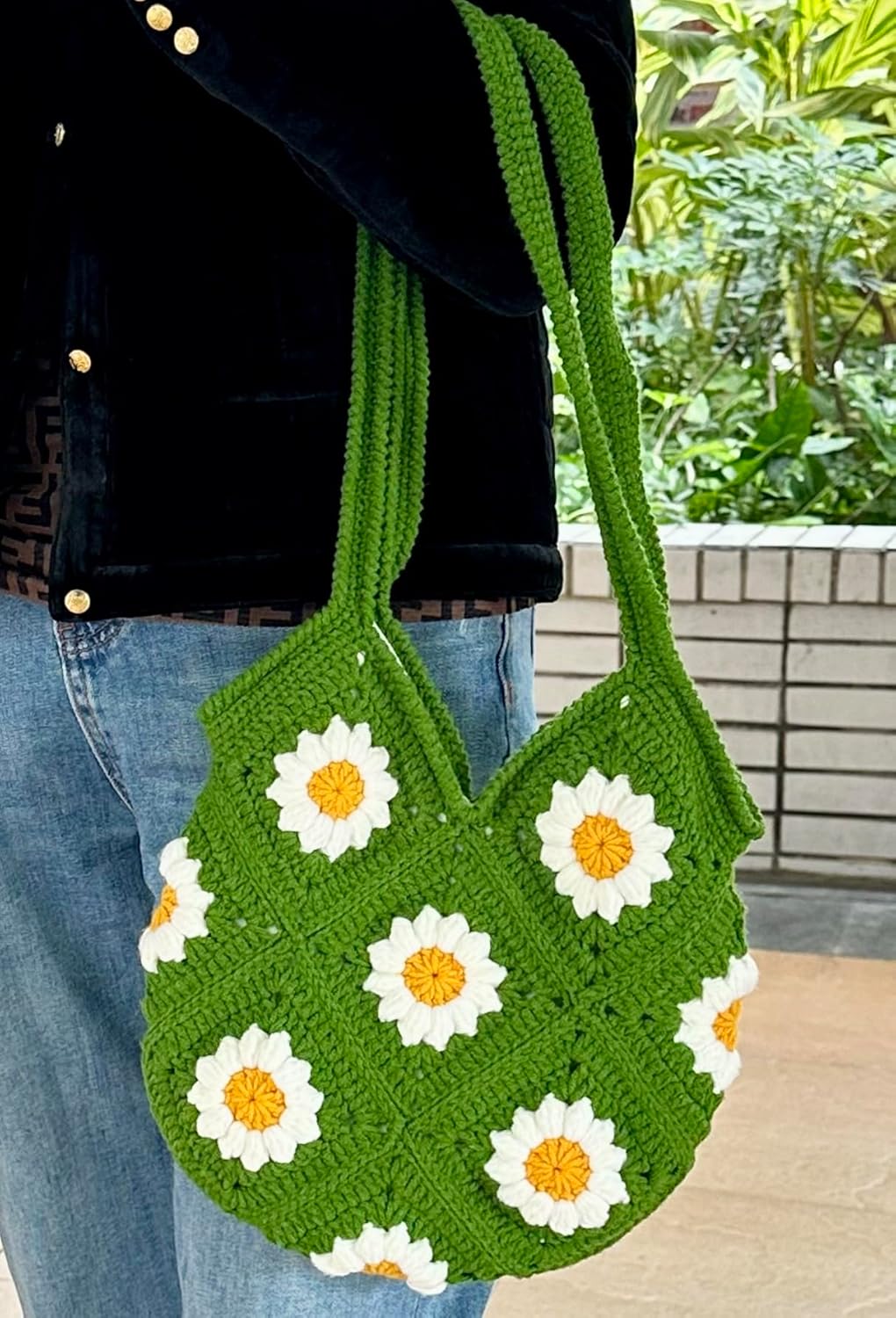 Crochet Bag and Totes Floral Tote Bag Crochet Purse for Women Knit Bag Flower Purse Daisy Gifts Fairycore Cute