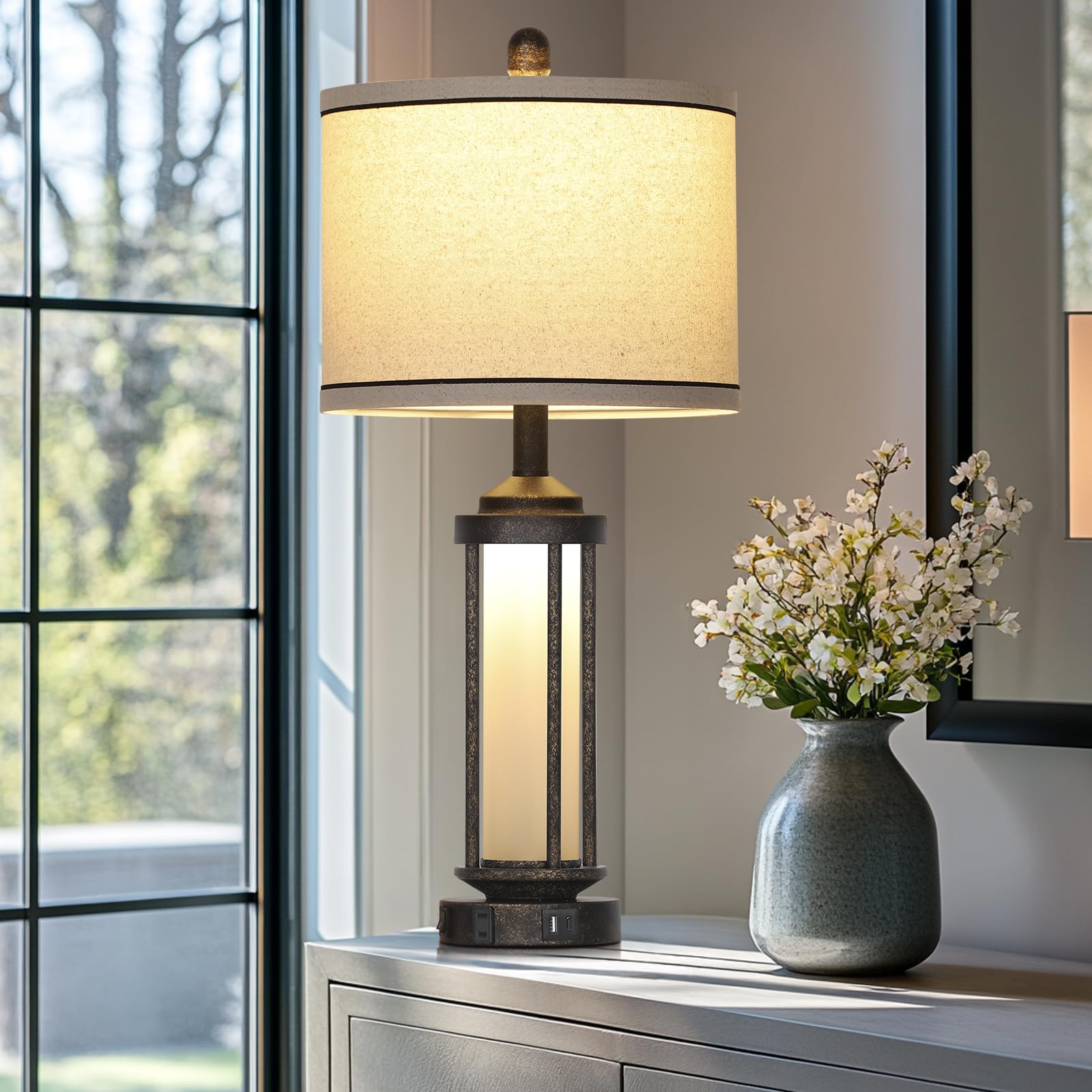 Farmhouse Lamp Shades Rustic Glass Table Lamps Wayfair Farmhouse