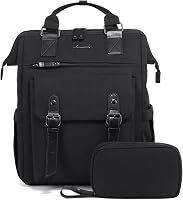 LOVEVOOK Nagy Kapacitású Női Laptop Hátizsák 17 Colos, Vízálló Utazó Táska Adatkábel Tartóval, Elegáns Iskolai Munkához Egyetemre Fekete 1