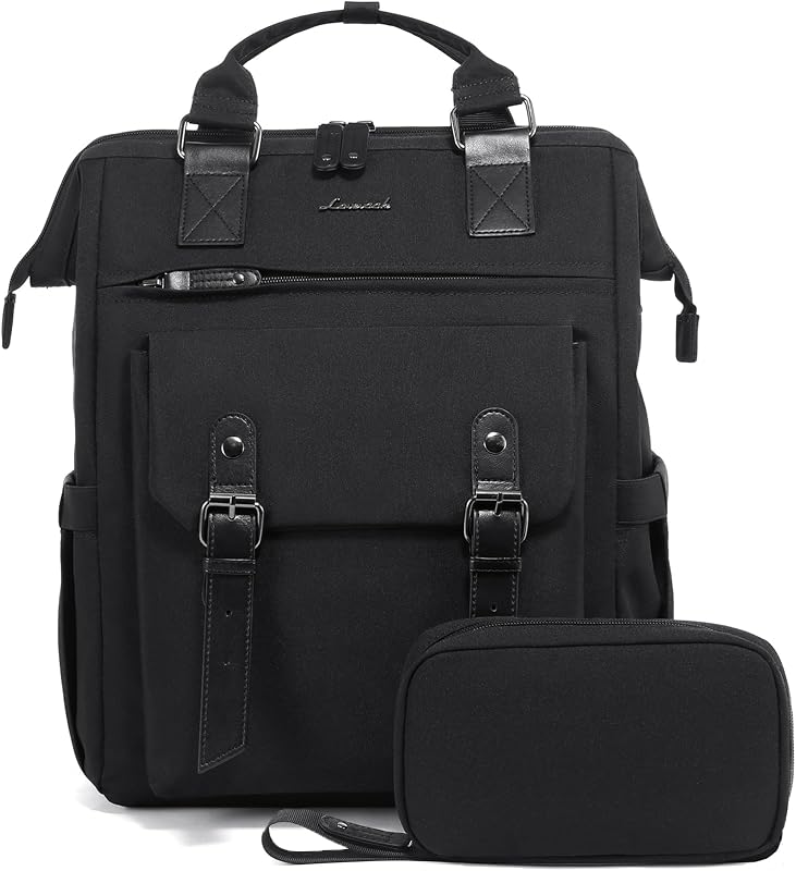 LOVEVOOK Nagy Kapacitású Női Laptop Hátizsák 17 Colos, Vízálló Utazó Táska Adatkábel Tartóval, Elegáns Iskolai Munkához Egyetemre Fekete