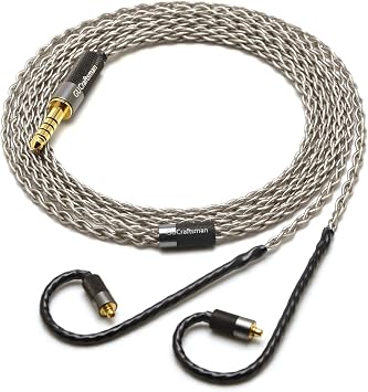 GUCraftsman MMCX 6N Single Crystal Silver 2.5mm/4.4mm Balanced Earphone Upgrade Cable for SHURE SE846 SE535 Xelento Remote t8ie t9ie UE900S IT04 DK4001 W60 Android Medabega JVC FW001 FW002 4.4mm Plug