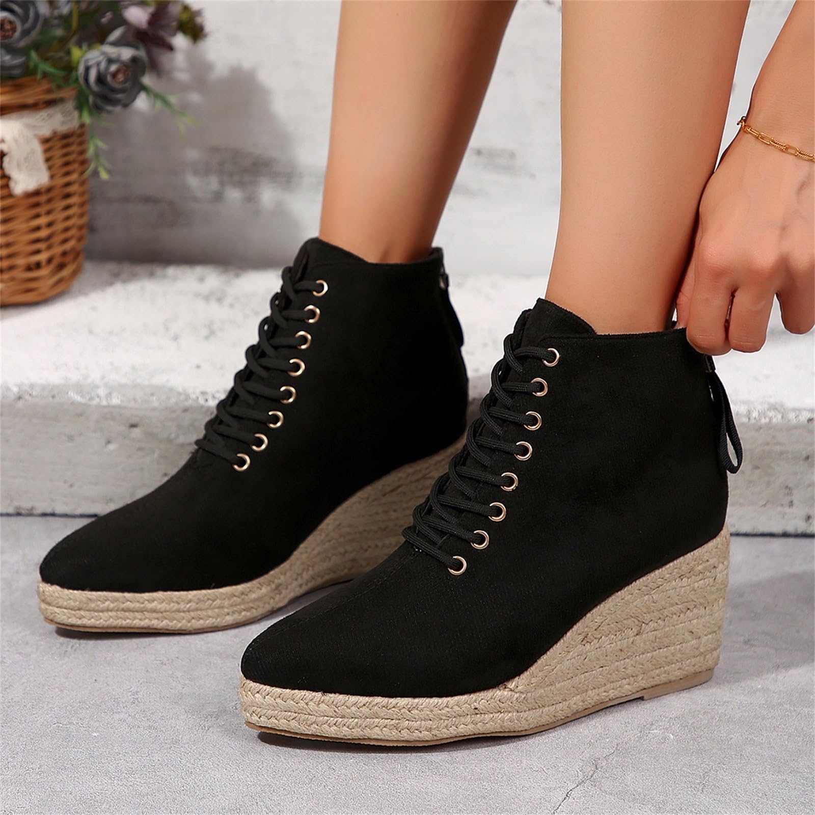 Botas cortas para mujer con tacón oblicuo, botas cortas casuales con tacón con cremallera, botas cortas de caña media alta Zapatos de mujer Zapatos de tacón Negro Elegante