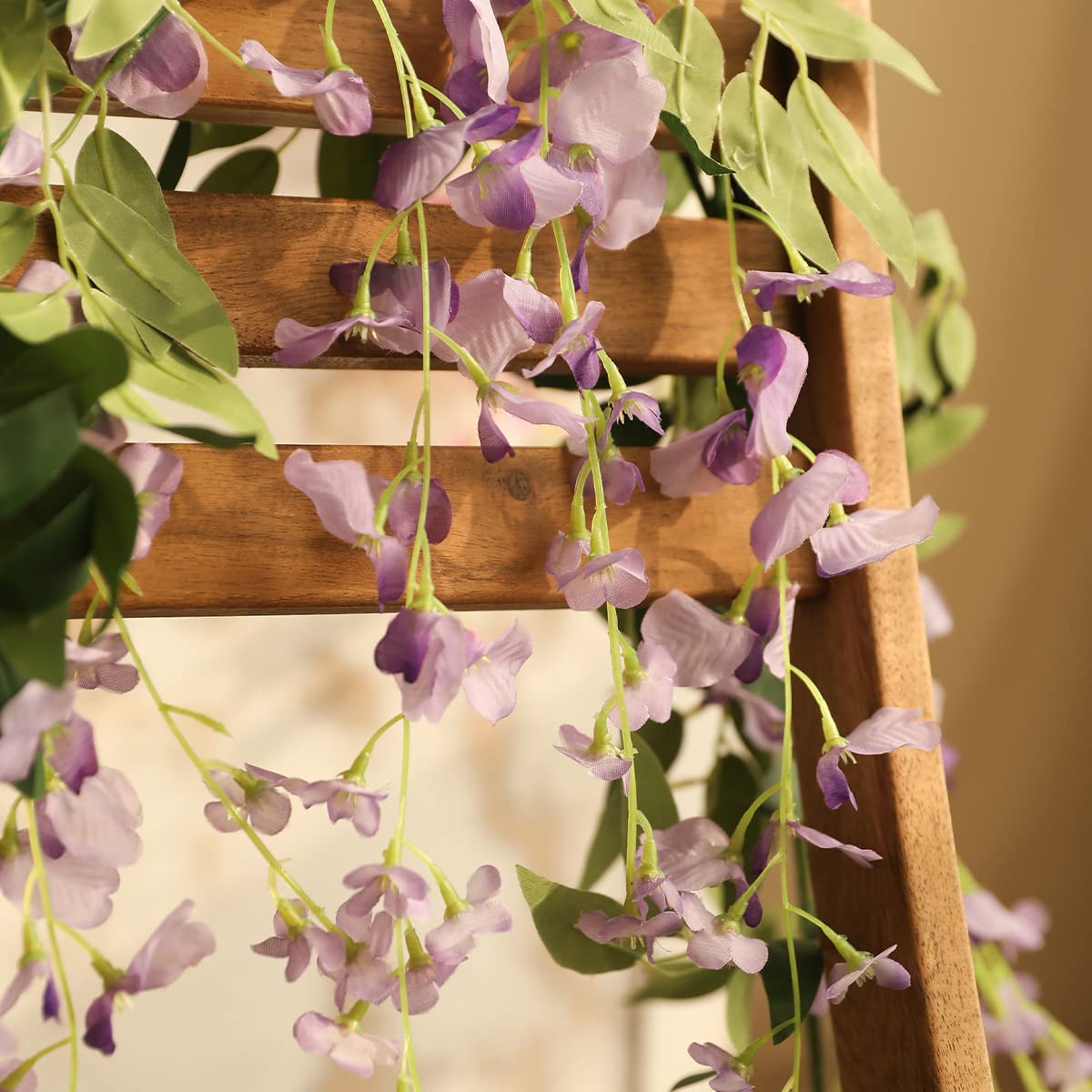 2 Ghirlande Di Fiori Di Glicine Artificiali In Seta, Lunghe 2 M Ciascuna, Per Decorazioni Matrimonio, Casa, Giardino, Archi, Edera Finta - 3