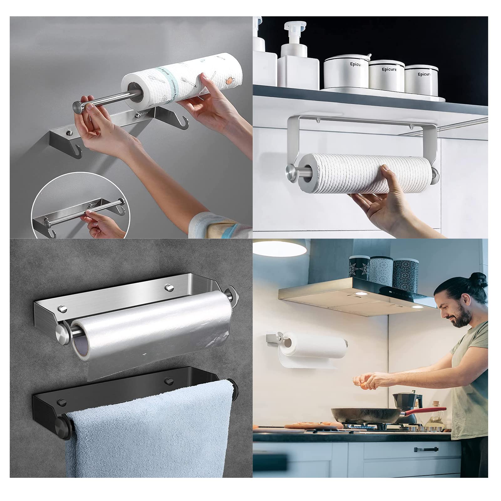 Nizirioo Küchenrollenhalter Edelstahl – Wandmontage, 27 Cm, Für Schrank & Bad, Silber