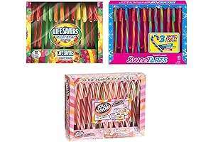 Candy Canes - 3 Pack Sampler, Jolly Ranchers, Sweetarts, Lifesavers