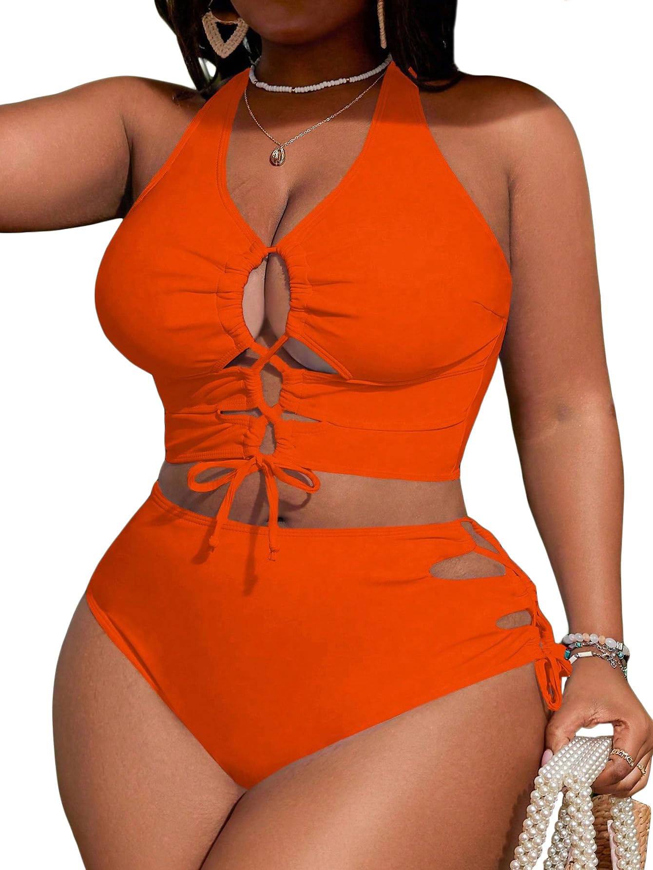 SOLY HUX Womens Plus Size Two Piece Bathing Suit Bikini Swimsuit
