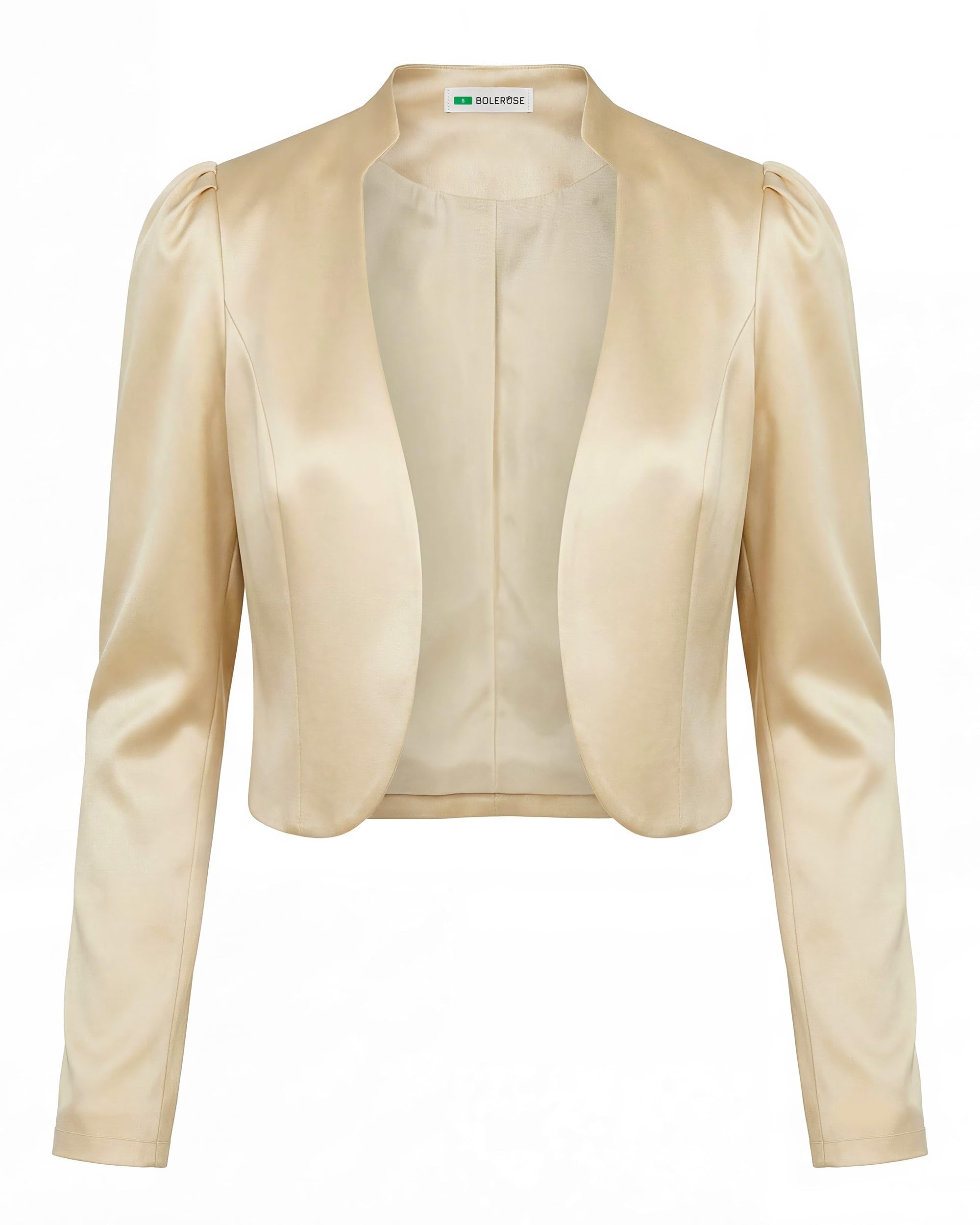 BOLEROSE Formal Long Sleeve Satin Bolero Shrug Occasion Jacket
