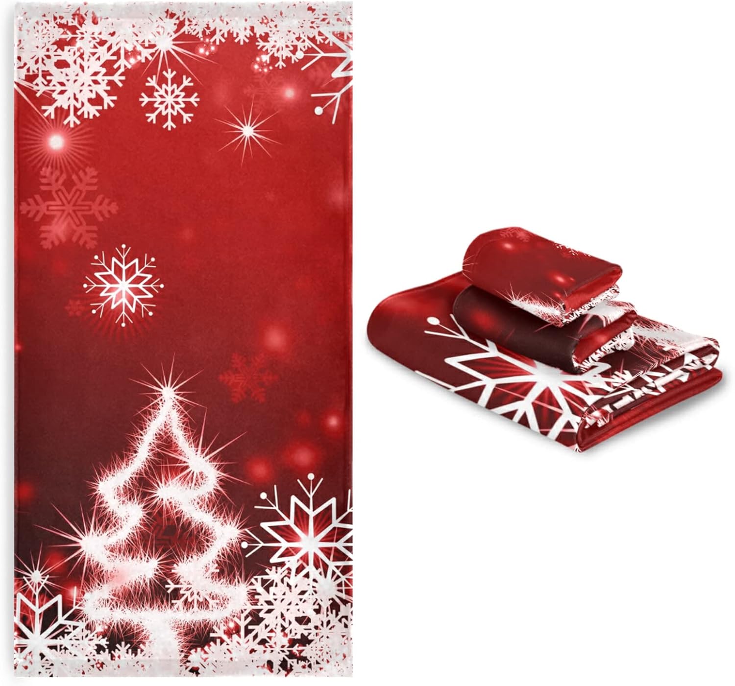 Amazon.com: ALAZA Christmas Bathroom Towels Decorative Set Red of 3, 1 ...