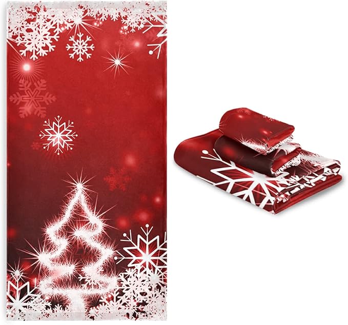Amazon.com: ALAZA Christmas Bathroom Towels Decorative Set Red Towels ...