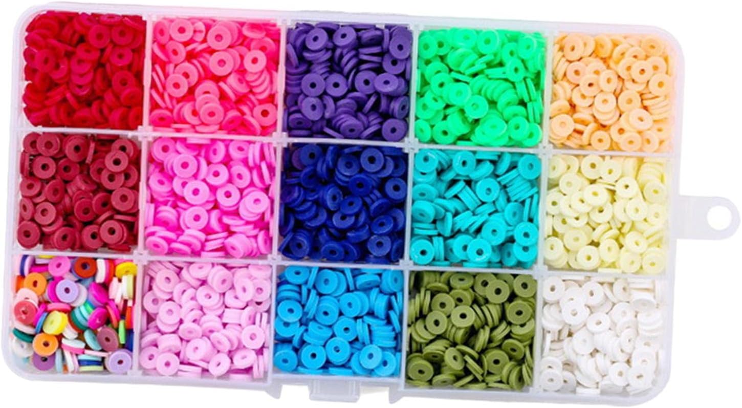 Enakshi Multi Colors Flat Polymer Clay Beads Spacer Beads DIY Jewelry Finding Crafts 15 Grid