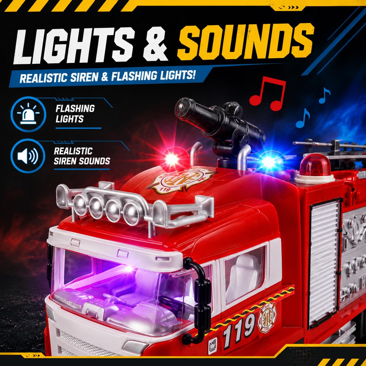 R/C Rescue Fire Engine Toy Truck - Radio Control RC Fire Truck