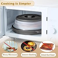 Vista 2 de Microwave Splatter Cover, Microwave Cover for Food with Anti-scald Tray, Collapsible Microwave Plate Cover, 10.7 Inch Large Microwave Cover