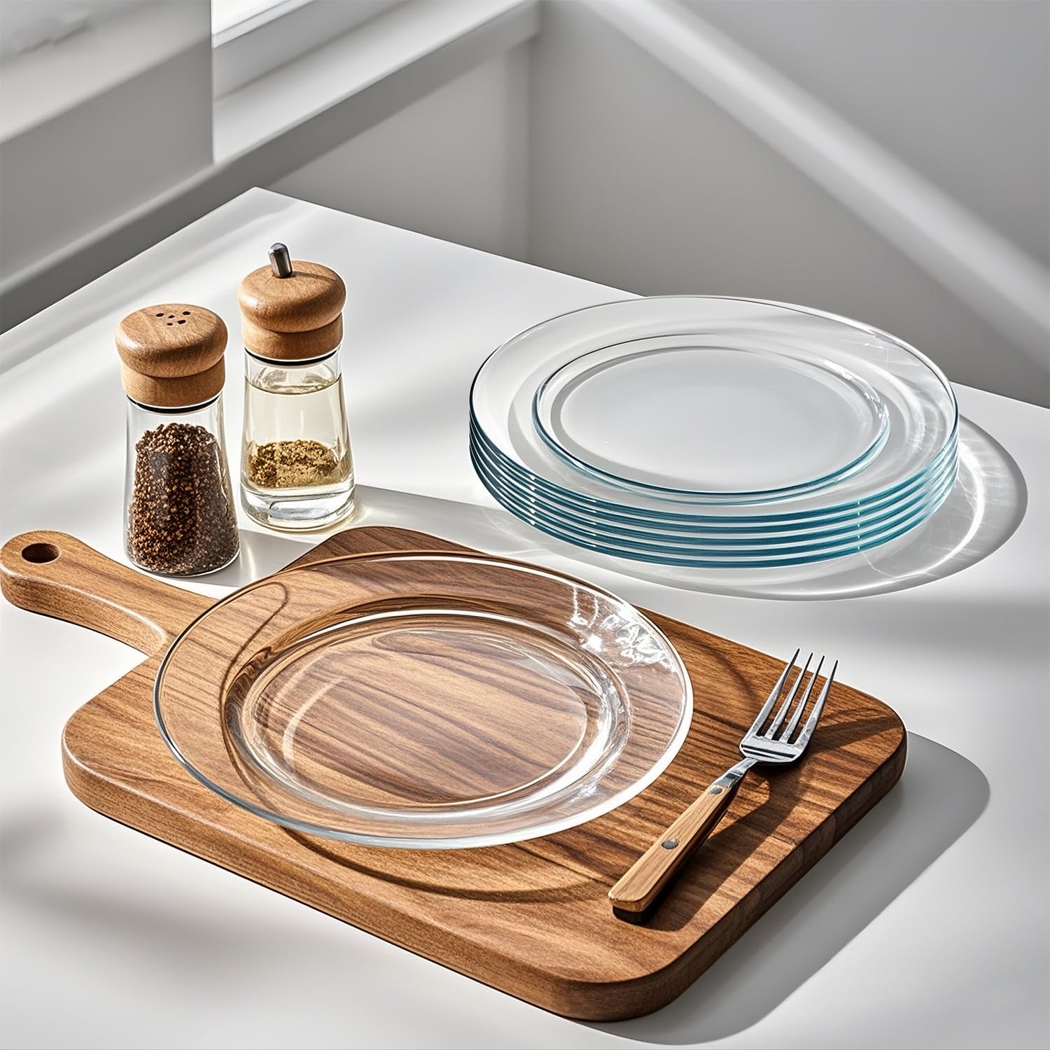 Lot de 8 assiettes à salade en verre transparent de 19 cm pour gâteaux, collations