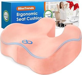 BlissTrends Memory Foam Seat Cushion for Office Chair & Car Seat, Pink