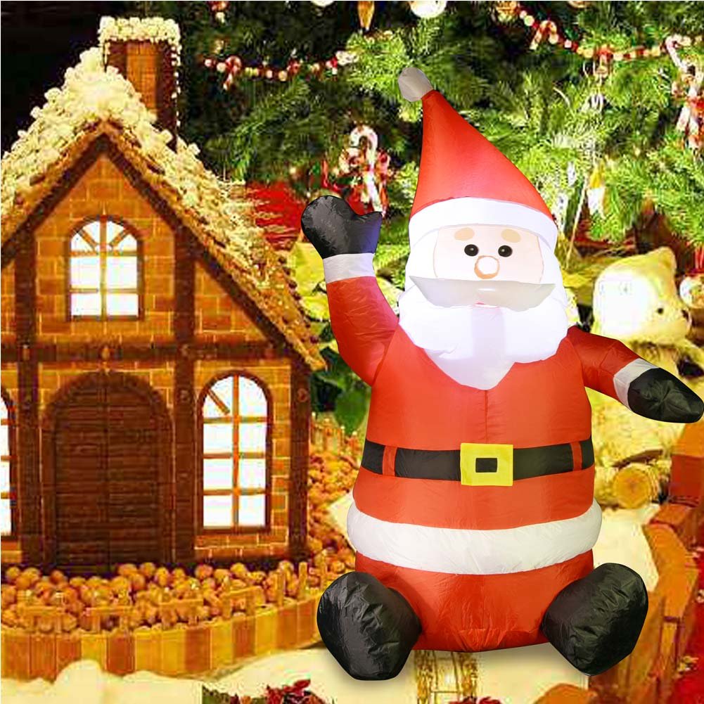 Opblaasbare kerstman, decoratief, enorme kerstman met ledlampen, decoratie voor binnen en buiten, enorme figuren, feestdecoratie voor binnenplaats, gazon (2,4 m Santa Claus