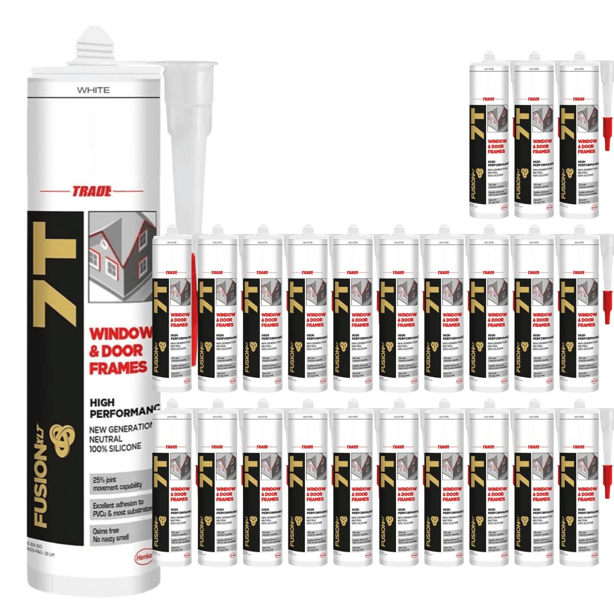 Silikon für Fenster & Türen, Witterungsbeständiger Dichtstoff 300ml - Weiß (24 x 300ml)