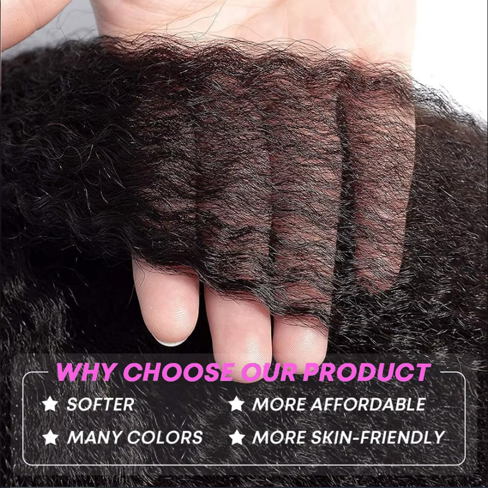 Kinky Straight Wig 13x6 Lace Front Wigs Human Hair 30 Inch Yaki Straight Human Hair Wig 200% Density Lace Front Wigs for Black Women