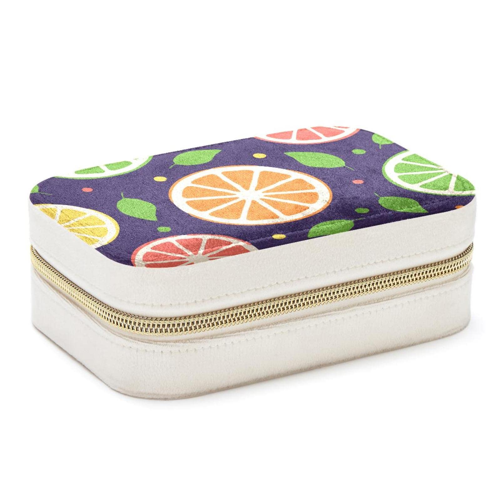 Boîte à bijoux de voyage motif citron : idée cadeau femme et fille