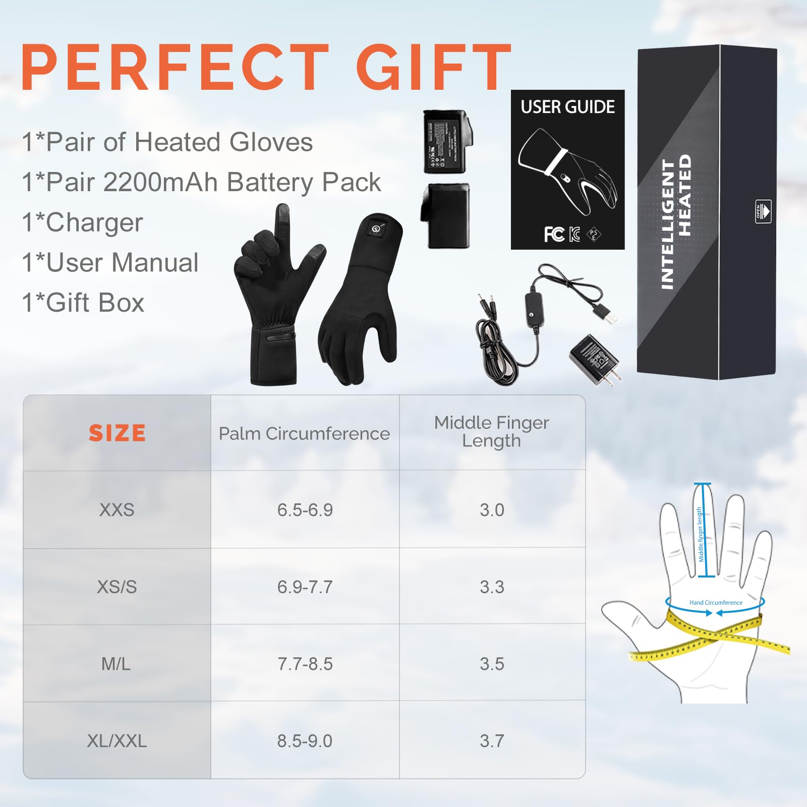 Guantes recargables con calefacción – Guantes térmicos con batería eléctrica para hombres y mujeres, guantes finos mejorados para pantalla táctil para invierno, senderismo, esquí, equitación,