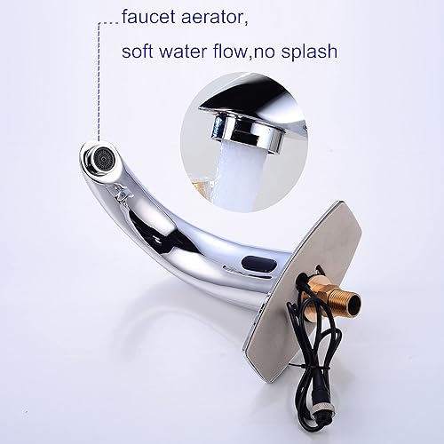 Miniatura 4 de Grifo automático para lavabo de baño sin contacto, grifo con sensor activado por movimiento, grifo comercial manos libres con cubierta de orificio,