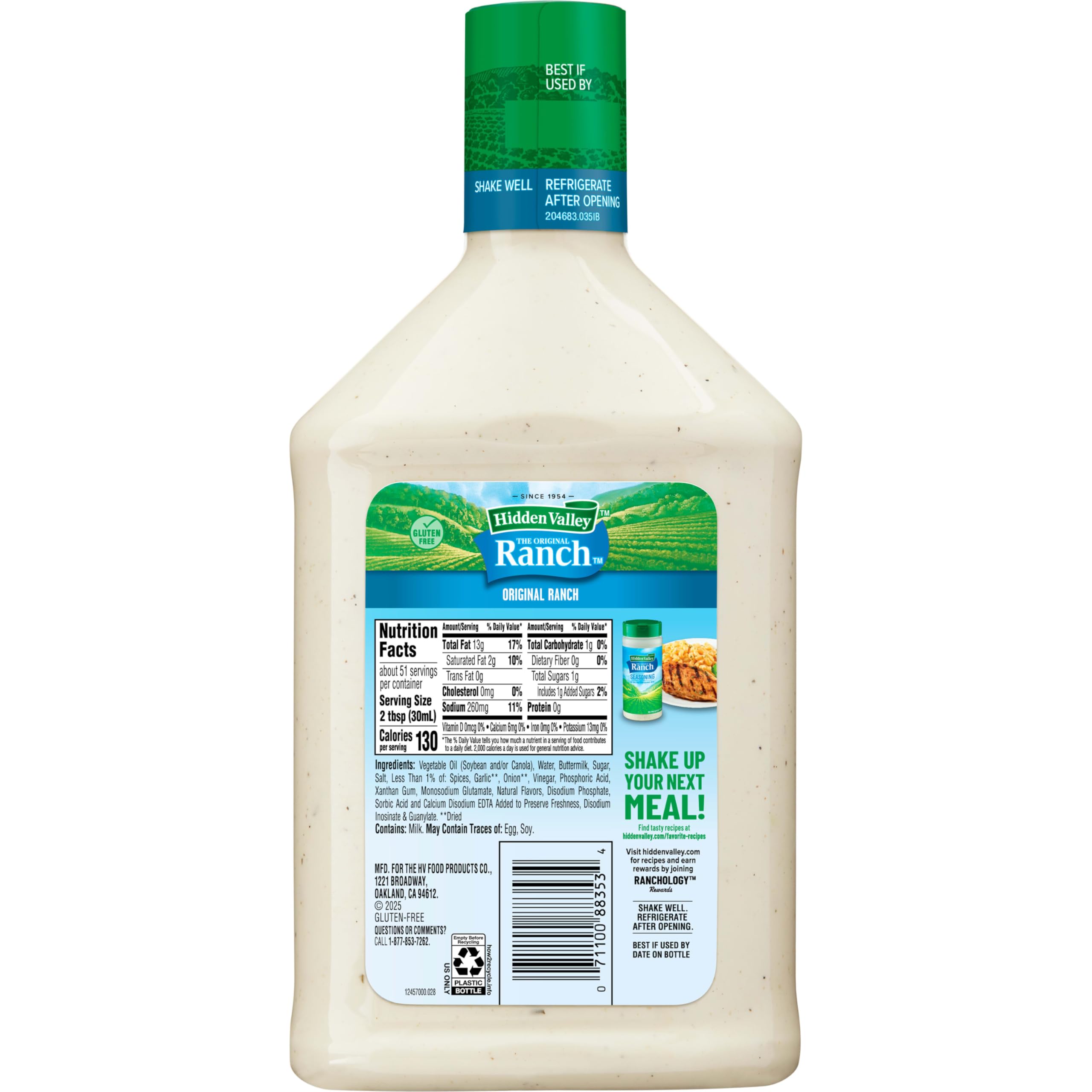Wnaldc Original Ranch Salad Dressing & Topping, Gluten Free, Keto-Friendly - 52 Ounce Bottle (Package May Vary)