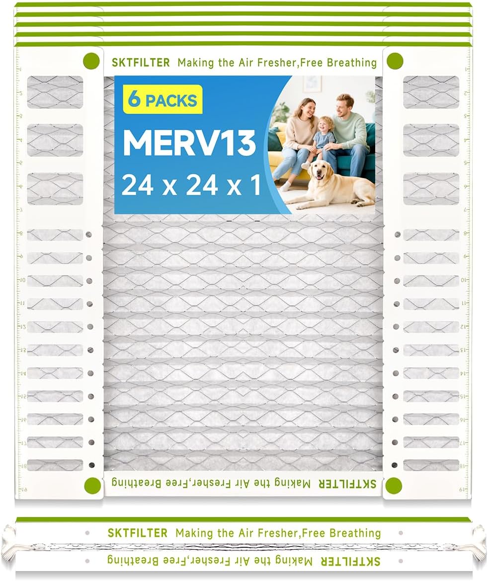 24x24x1 Air Filter AC Furnace MERV 13 Comparable with MPR 1900 FPR 10 HVAC Air Condition cabin Vent Fan Electrostatic Pleated Actual Size 23.43 x 23.43 x 0.75 6 Packs