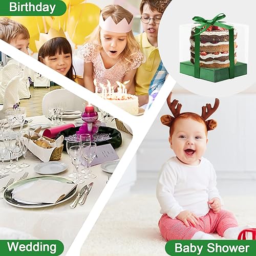 Vista 69 de Paquete de 12 cajas de plástico transparente para cupcakes, contenedores individuales dorados de 3.5 pulgadas, desechables individuales para tartas