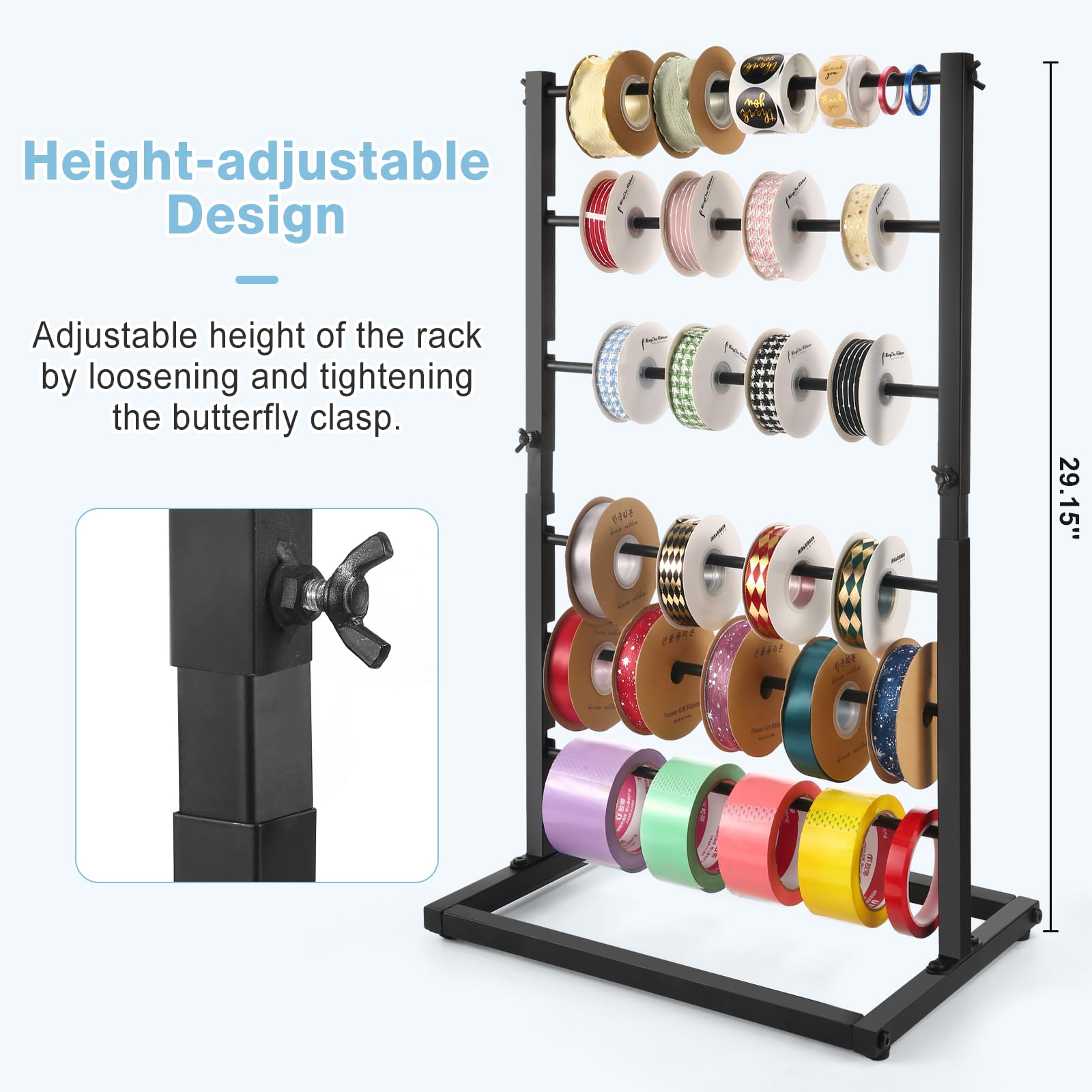 Organizador de almacenamiento de cinta de gran capacidad de 6 niveles, soporte de bobina de cinta de metal para manualidades, cinta washi, suministros de artes y manualidades, estante de cinta para