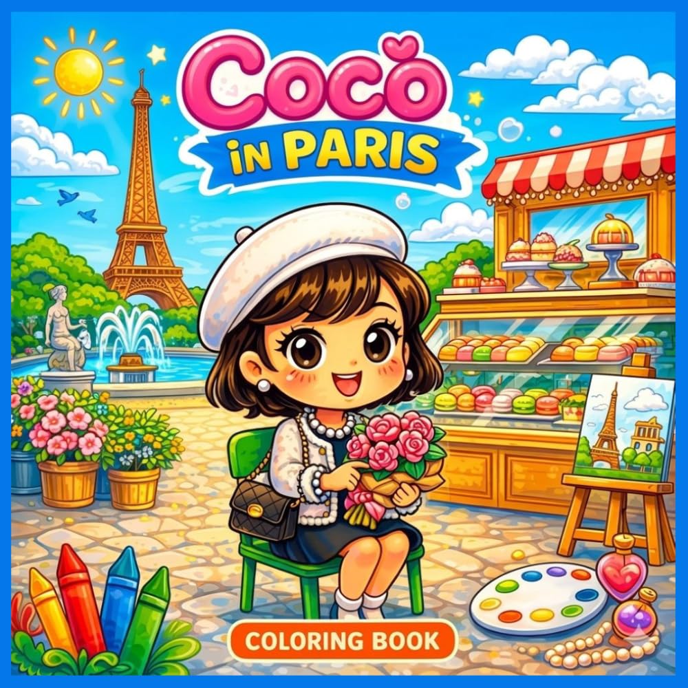 Cocò à Paris – Livre de coloriage pour enfants: 50 illustrations originales situées dans la magique Paris