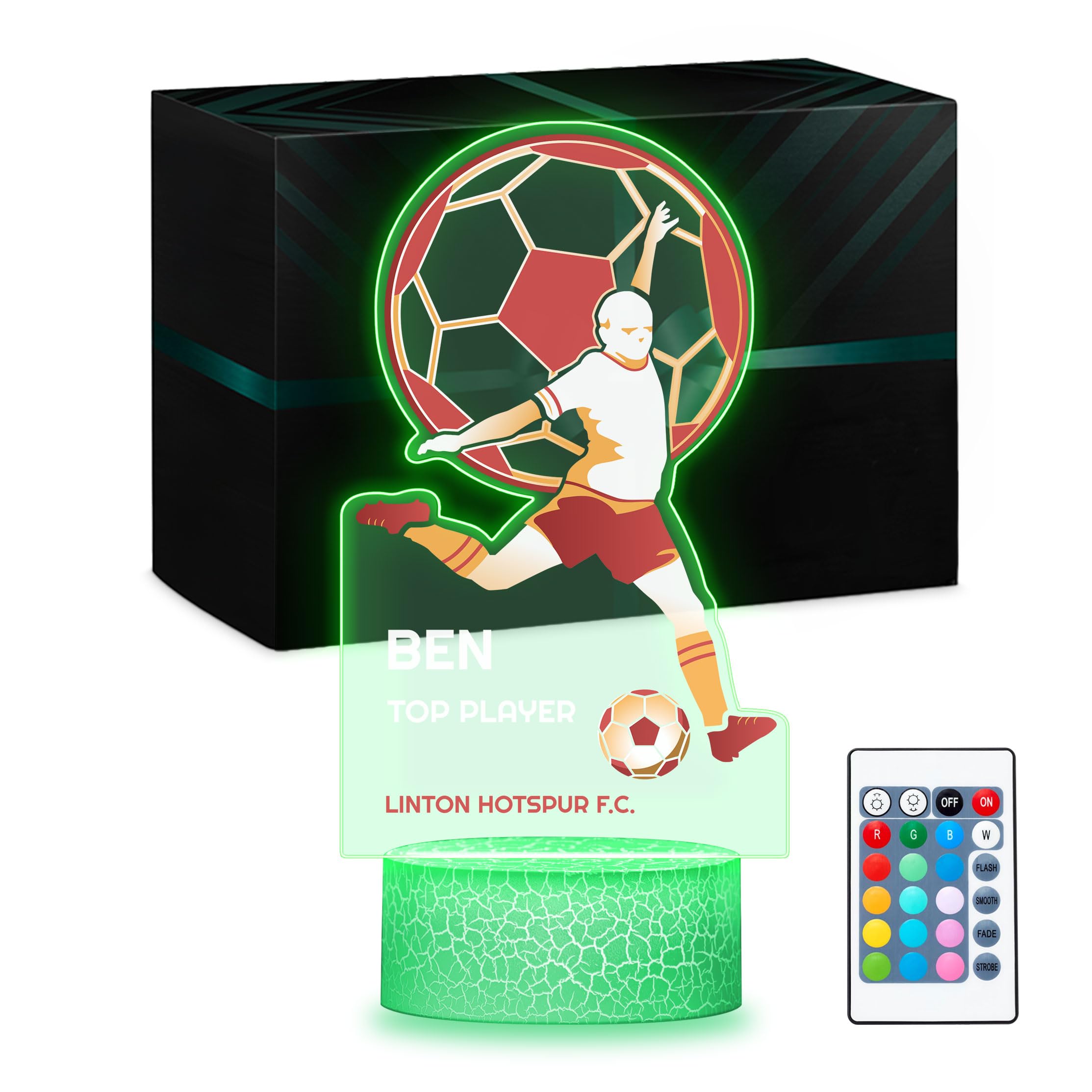 Maverton Personalised 3D Night Lamp - RGB, 16 Colours - Birthday Gift Idea - Football Gifts for Boys - National Football Team Shirt Design - Perfect 8 Year Old Boy Gifts, Ideal Football Gifts