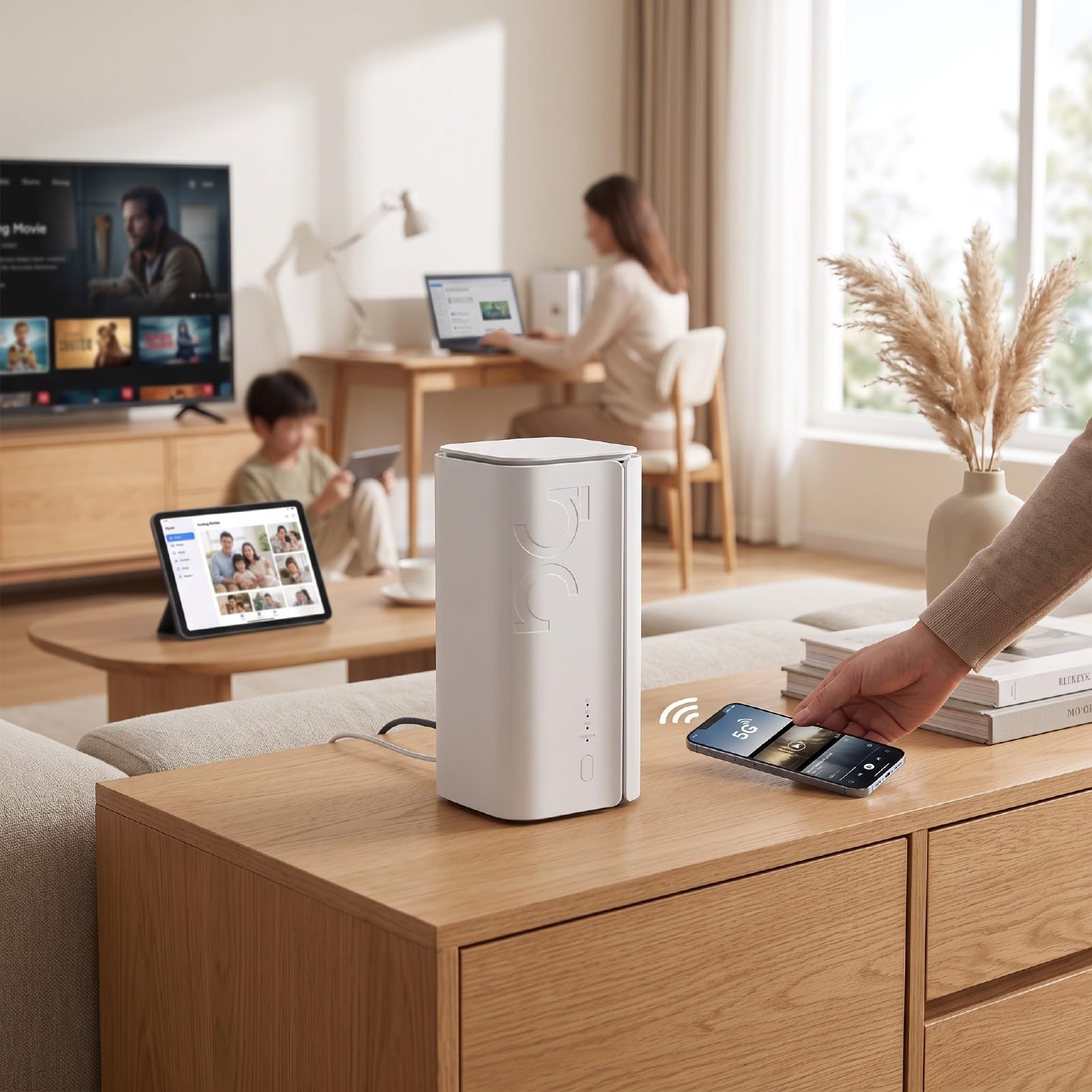 GOWENIC Router WiFi 6 5G con Slot per Scheda SIM, CPE Dual Band Ad Alta