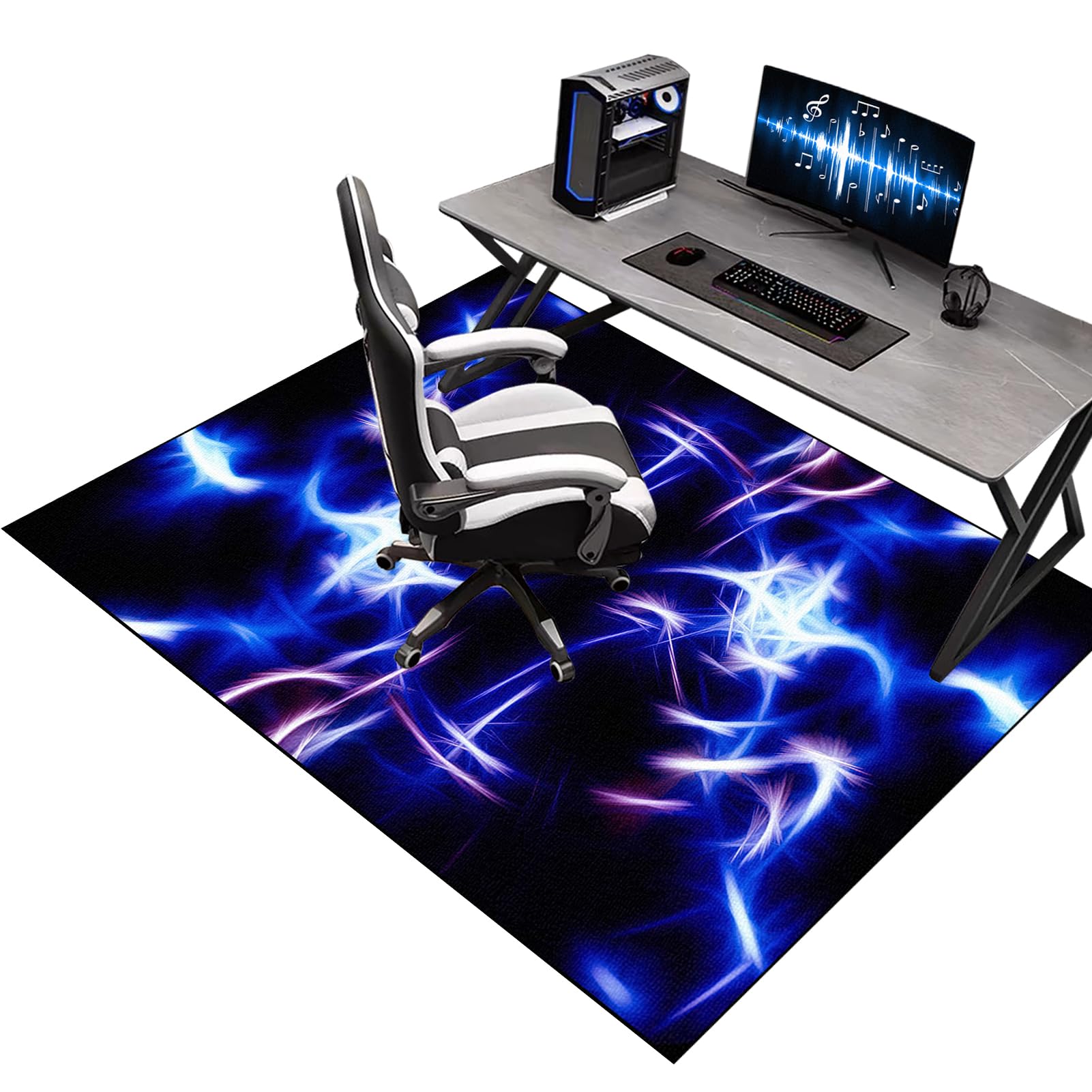Office Gaming Chair Mats for Carpeted Floor, 120 x 160 cm Gaming Rug for Hard Floor, Desk Chair Floor Protector Mat for Carpet, Computer Floor Mat for Carpets, Floor Protector for Rolling Chair