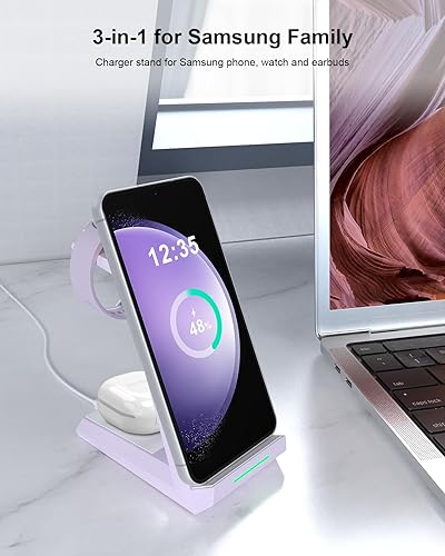 Miniatura 4 de Cargador inalámbrico para estación de carga Samsung, estación de carga 3 en 1 para múltiples dispositivos, base para Samsung Galaxy S25 S24 Ultra