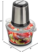 Vista 8 de Food Processors & Vegetable Chopper with Glass Bowl Ground Meat Vegetables Fruits Nuts Ice, Stainless Steel