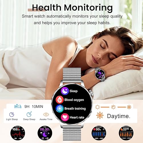 Miniatura 5 de Relojes inteligentes para mujer, reloj inteligente de 1.27 pulgadas (respuesta/hacer llamadas) compatible con teléfonos iPhone/Android, reloj