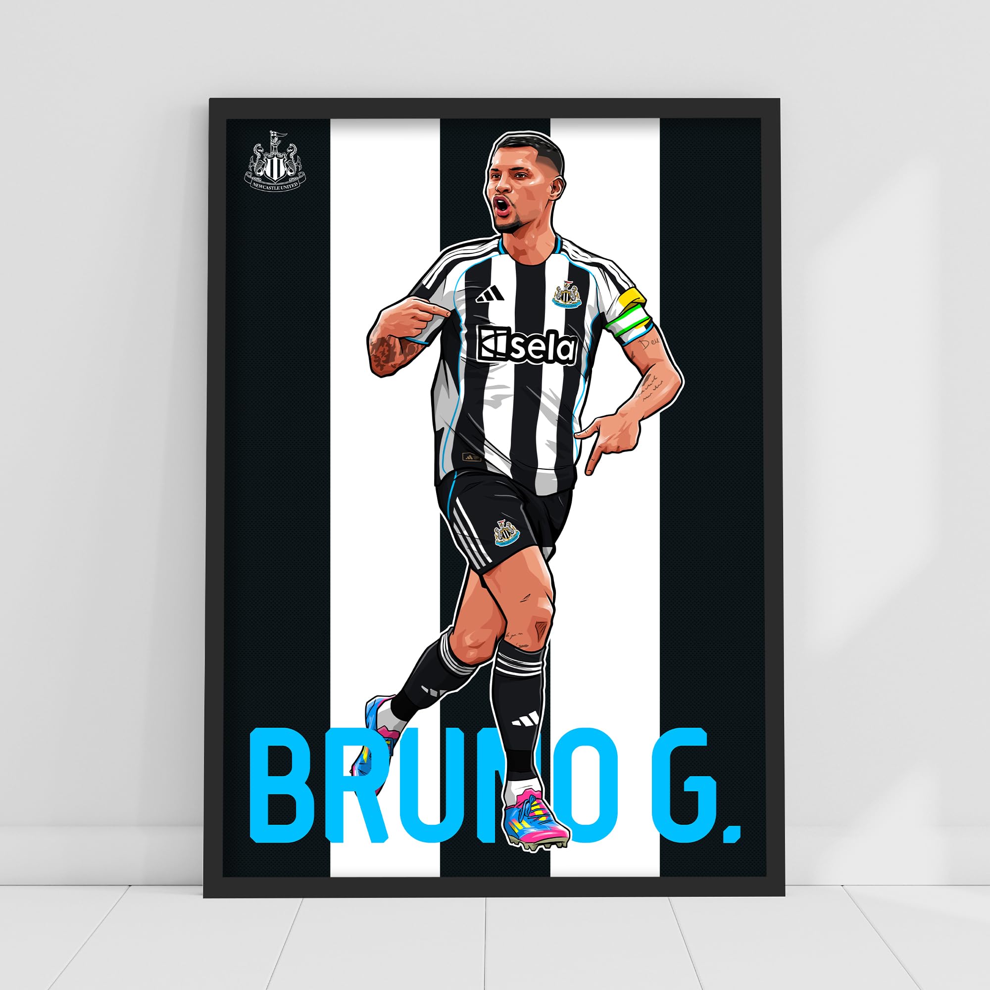 Themed Newcastle United FC Print - Bruno G. Illustration Poster Football Wall Art (42cm x 59.4cm - A2)