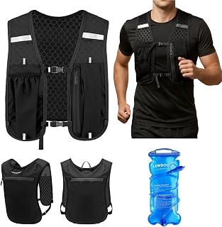 [pronala]ランニング リュック 軽量ランニングベスト 1Lハイドレーション付属 前後収納ポケット3点 揺れ防止設計 反射テープ付 マラソン/自転車/トレイル/登山/通勤兼用 防水透湿 男女ユニセックス