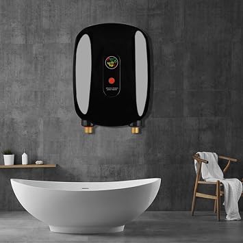 Tankless Water Heater Electric, 3KW 110V Instant Water Heater, Mini Water Heater, Low Water Pressure Start, Shower Tankless For Kitchen Tableware Bathroom Bathtub Rv (Black)
