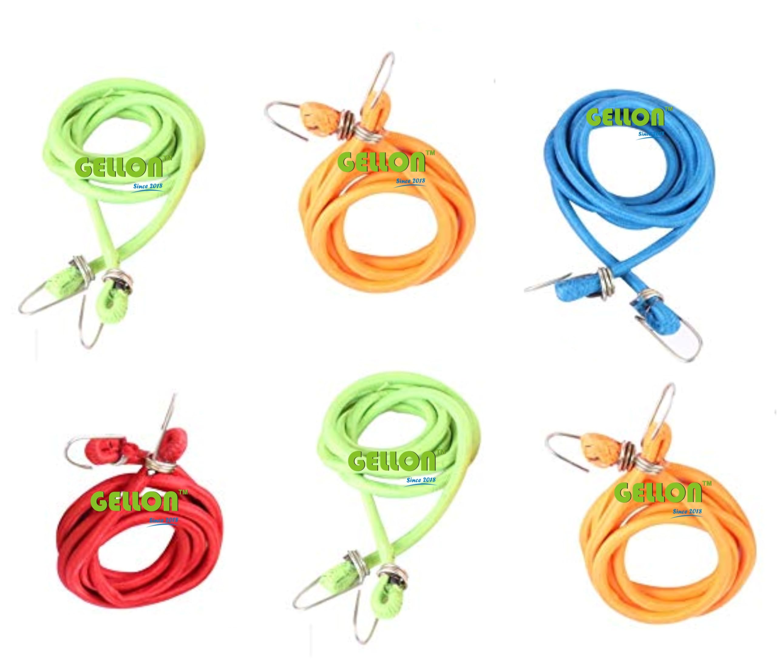 Gellon 2 Piece 6 Feet Long Bungee Cord with Steel Hook Stretched Up to 9 Feet/Shock Cord Luggage Tying Rope (Pack of 2)