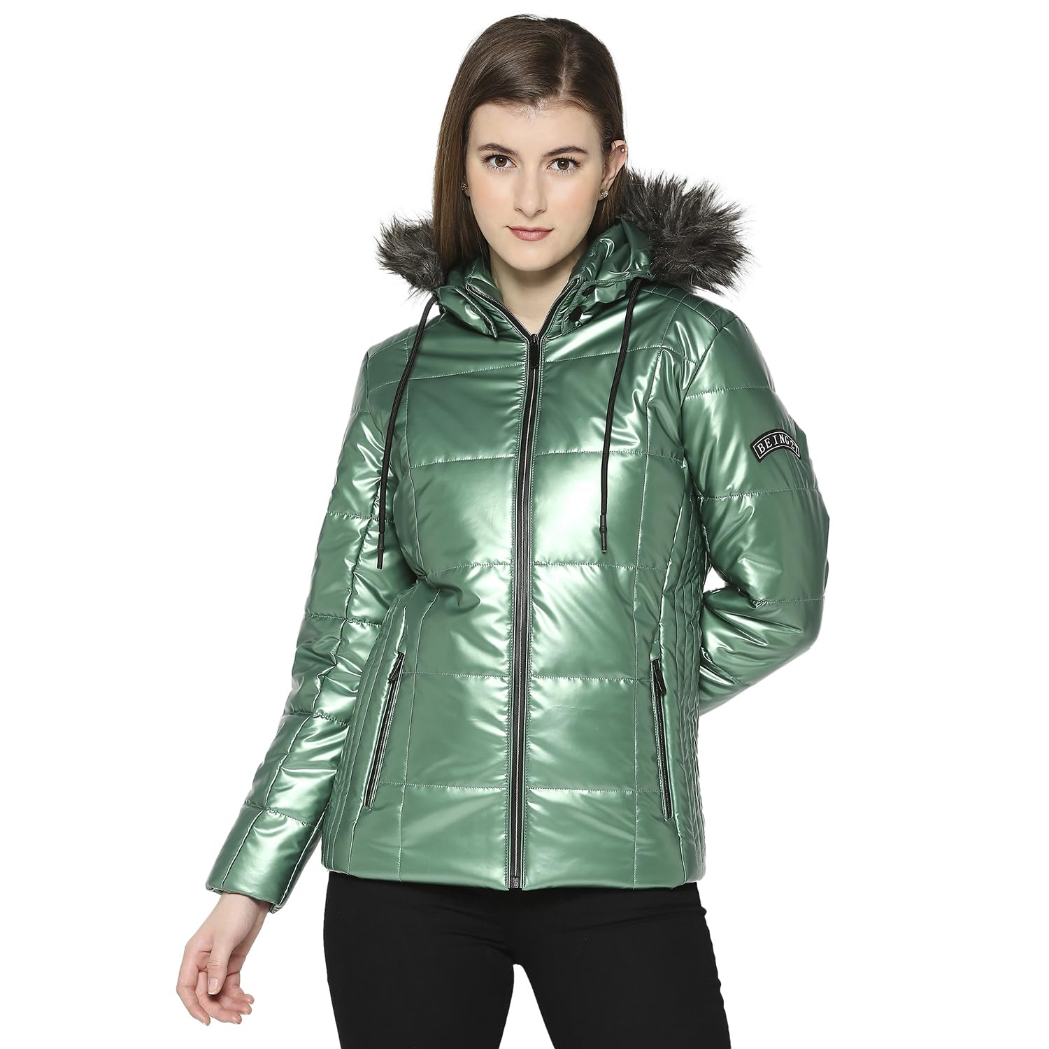 being human Metalic Green Long Sleeve Women's Jacket Clothing-picture-11