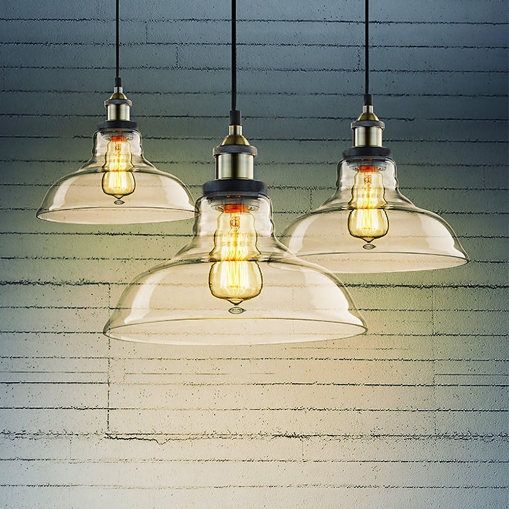 Gеt Chеар Prісе CLAXY Ecopower Industrial Pendant Lighting Glass Kitchen Island Hanging Lights-3 Pack