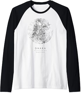 Bangladesh Dhaka Coordinates map hometown Raglan Baseball Tee