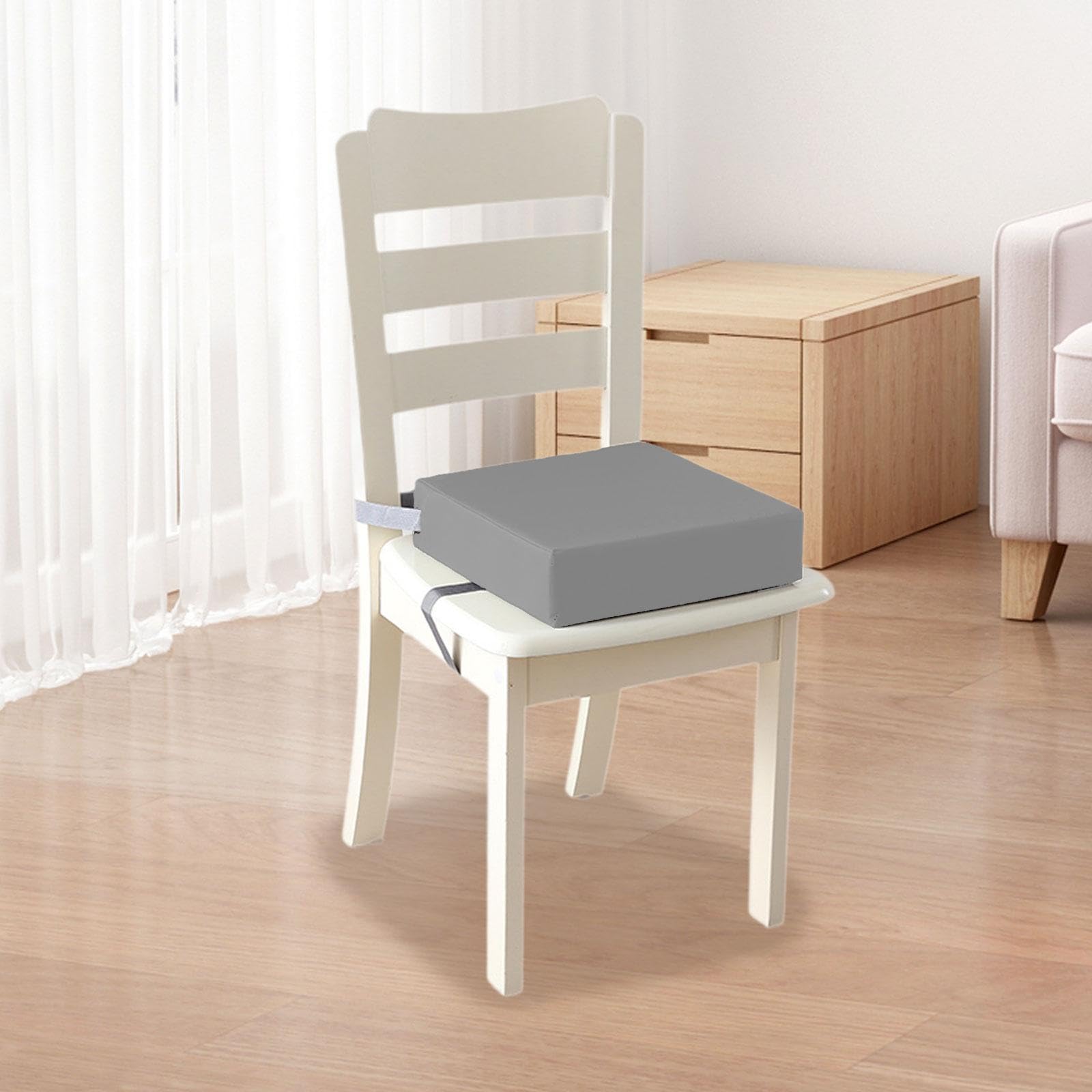 Cojín Elevador Antideslizante para Silla Ajustable, de Cuero Sintético PU Impermeable Y Esponja de Apoyo para Viajar, Gris, Individual