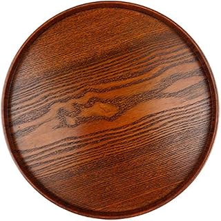 お盆 丸盆 丸トレー 木製 トレー ナチュラルスタックトレー 漆塗り 茶道具 カフェトレー 定食盆 業務用 接客トレイ 茶色 直径33cm (茶色 33CM)