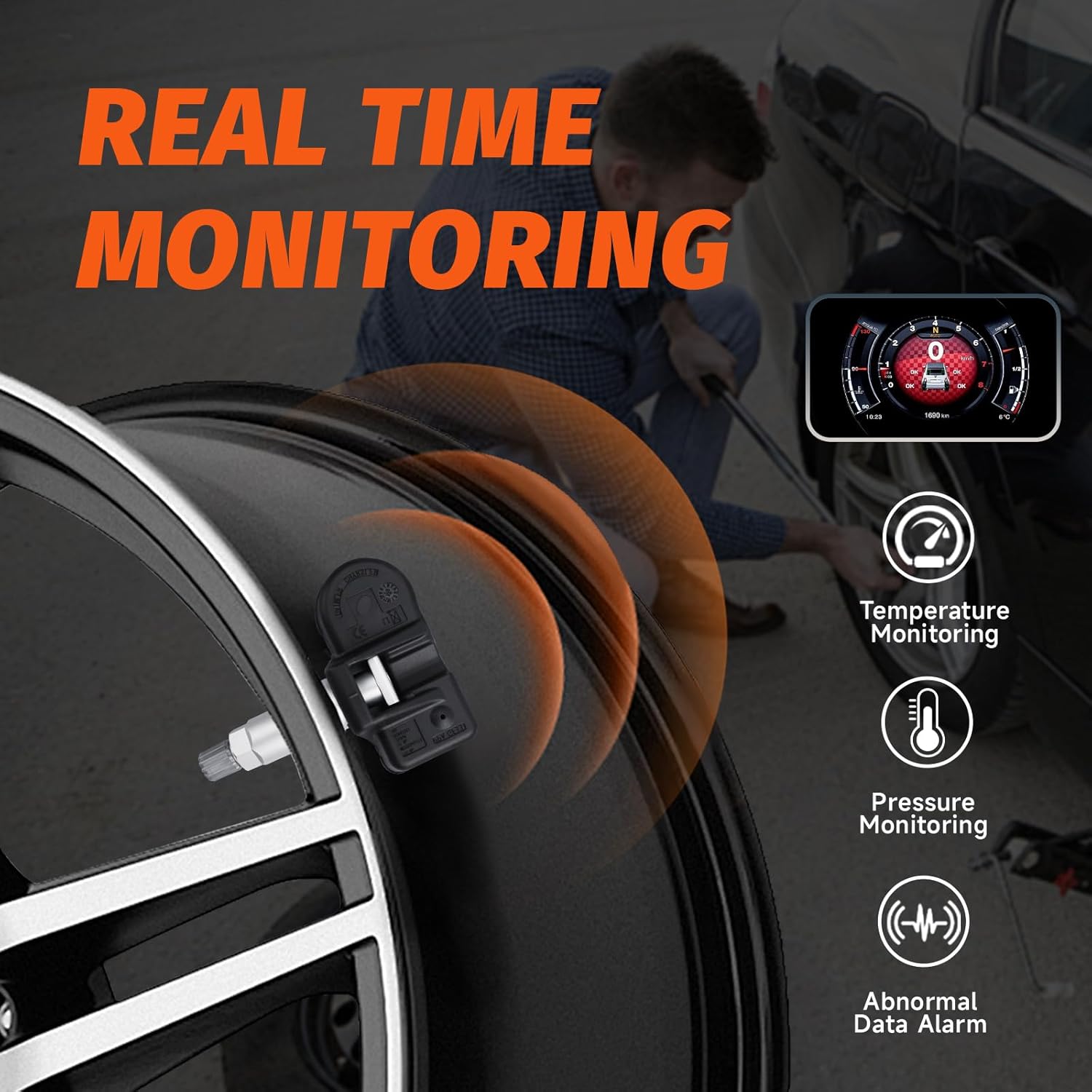 Set of 4 TPMS 433MHz Tire Pressure Monitoring Sensor Compatible with Mercedes-Benz Jeep Chrysler Dodge Alfa Romeo Aston Martin Smart Replace# A0009050030 A0009057200 A0009054100
