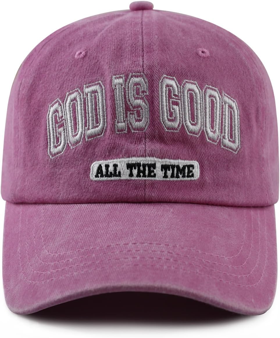 God is Good All The Time Hat for Men Women, Funny Adjustable Cotton Embroidered Jesus Christian Faith Baseball Cap