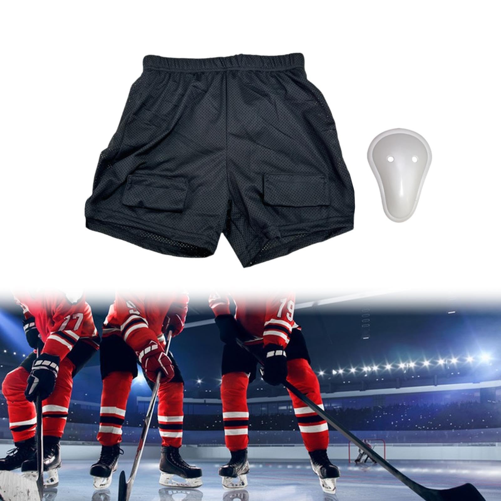 LOVIVER Pantalones Cortos de Hockey para Hombre, Malla Transpirable, Soporte Y Protección
